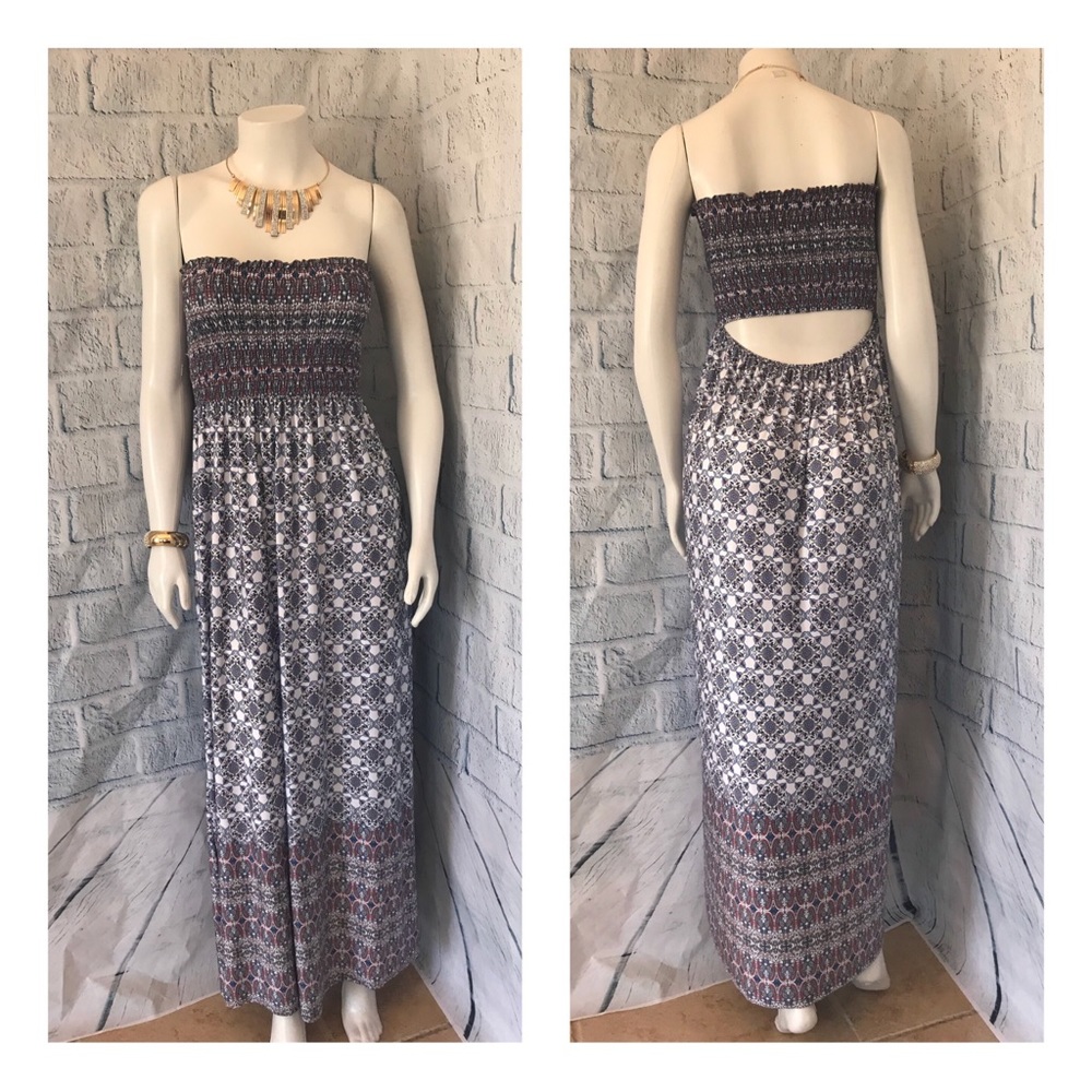 Last 2❗️Pretty! Tube Smocking Printed Maxi Dress - Picture 6 of 7